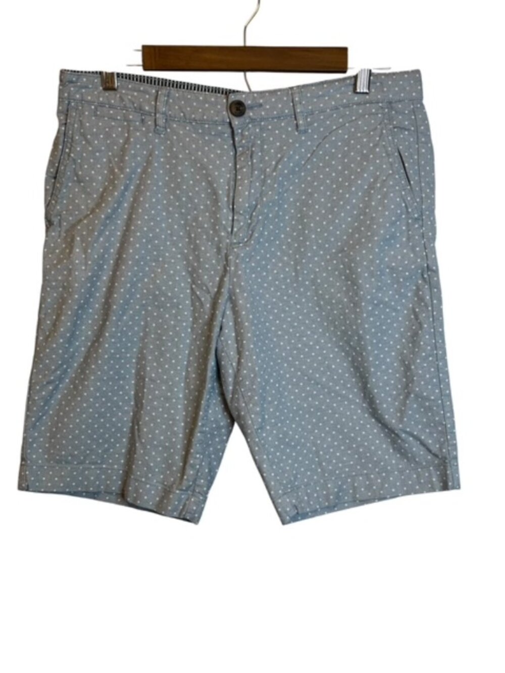 Burton of London Shorts Men's 40 Polka Dot Chino Stretch Blue White